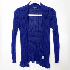 Eileen Fisher Open Front Cardigan Sweater Dark Blue 100% Baby Alpaca